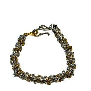 Elegant Gold and Silver Crystal Beaded Bracelet